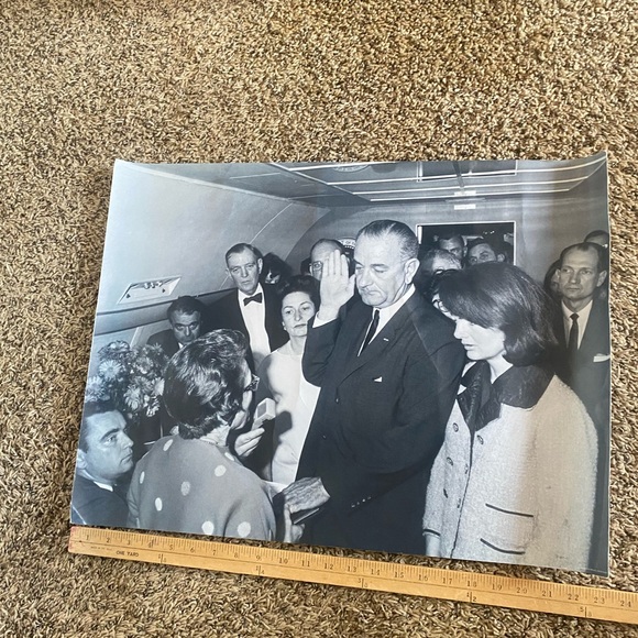 Lyndon Johnson Receiving Oath of Office after Kennedy Assassination Framed Print - Picture 4 of 4